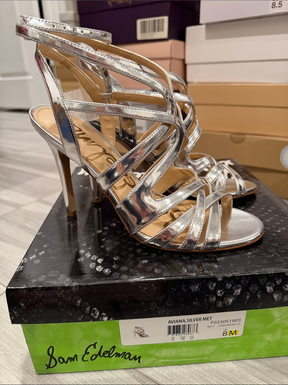 Sam Edelman Silver Strappy High Heel Sandals